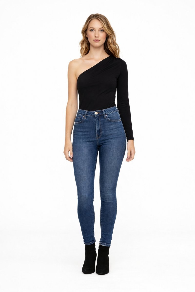 ABERCROMBIE&FITCH CZARNE BODY NA JEDNO RAMIĘ Z DŁUGIM RĘKAWEM S I1B