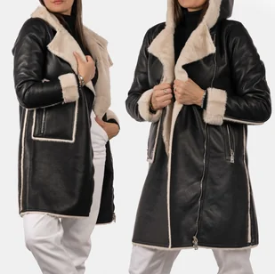 Płaszcz Damski Eko Skóra Kurtka Czarna z futerkiem K-5-2024 Czarny XXL - Płaszcze damskie Płaszcz Damski Eko Skóra Kurtka Czarna z futerkiem K-5-2024 Czarny XXL - Płaszcze damskie - miniaturka - grafika 1