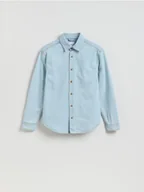 Koszule męskie - Reserved - Jeansowa koszula regular fit - niebieski - miniaturka - grafika 1