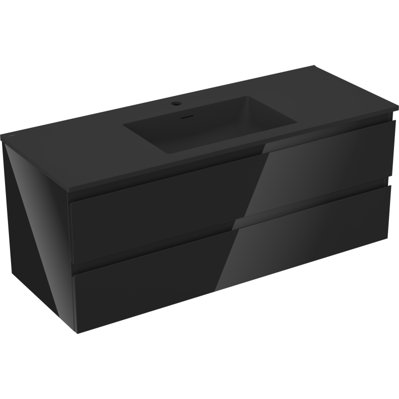 Mexen Orio szafka łazienkowa 120 cm z umywalką Otis, 2 szuflady, czarna połysk/czarna mat - 91A10-12047-2-BFF70-W18M71