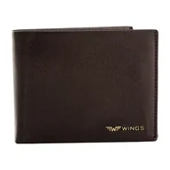 Portfele - Portfel męski ze skóry koziej Wings, 11 x 13 x 2 cm, RFID, brązowy - miniaturka - grafika 1