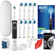 Końcówki do szczoteczek elektrycznych - MEGA ZESTAW SZCZOTECZKA ORAL-B VITALITY 100 + KOŃCÓWKI ETUI NIĆ DODATKI - miniaturka - grafika 1
