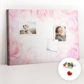 Tablice i flipcharty - Szkolna Tablica korkowa 60x40 cm, Kolorowe Pinezki, wzór Róże abstrakcja - miniaturka - grafika 1