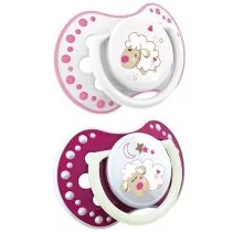 Canpol babies LOVI dynamiczny silikonowy smoczek uspokajający Night&Day Girl Lamb 0-3 m 22/809 x 2 szt - Kubki dla dzieci - miniaturka - grafika 1