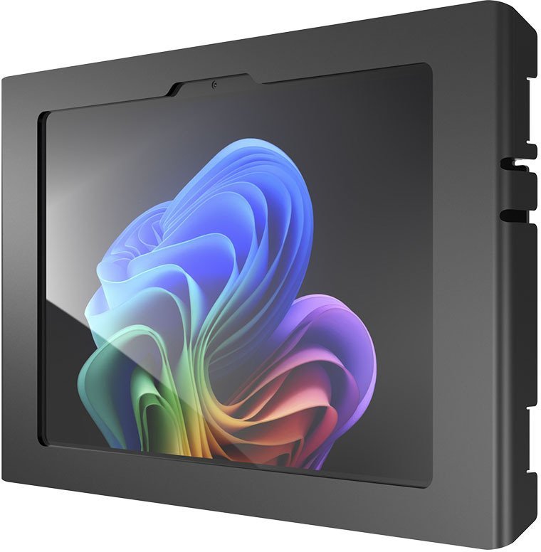 Uchwyt Compulocks Obudowa wyeksponowana kamera przednia/tylna i czujniki nachylny do tabletu bezpieczny zamykany ramka metalowa czarny wielkość ekranu: 30.5 cm 12 montaż ścienny