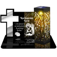 Lampiony i znicze - ZNICZ SOLARNY LED WIECZNY PODSTAWKA NA CMENTARZ GRÓB lampka Krzyż 3D DLA TATY - miniaturka - grafika 1