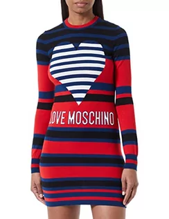 Sukienki - Love Moschino Damska sukienka sezonowa z logo Intarsia, Black Blue Red, 38 - grafika 1