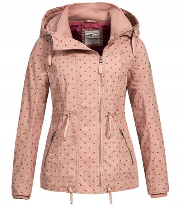 Only Kurtka Parka Damska w Kropki Różowa S Włd