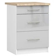 Meble kuchenne - SZAFKA KUCHENNA OLIWIA S 60cm 3SZ + BLAT BIAŁA-METALIK POŁYSK - miniaturka - grafika 1