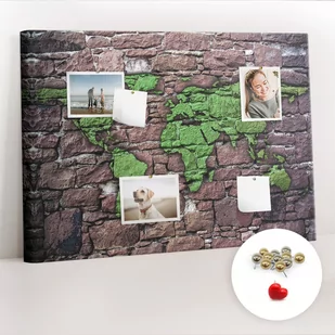 Korkowa Tablica 100x70 cm - Mapa świata na ścianie + Metaliczne Pinezki - Tablice i flipcharty - miniaturka - grafika 1