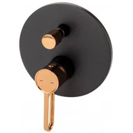 Baterie wannowe i prysznicowe - FDesign Zaffiro bateria wannowo-prysznicowa podtynkowa różowe złoto/czarny mat FD1-ZFR-7P-25 - miniaturka - grafika 1