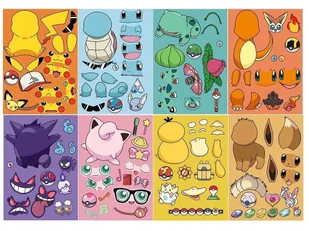 Wyklejanka manualna dla dzieci Pokemon Naklejka Naklejki 8 szt - Zabawki kreatywne - miniaturka - grafika 1