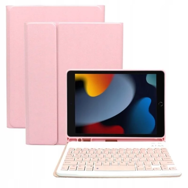Etui do Apple iPad 7 2019 / 8 2020 / 9 2021 10,2" z klawiaturą bluetooth BT różowe Case Obudowa Pokrowiec Futerał
