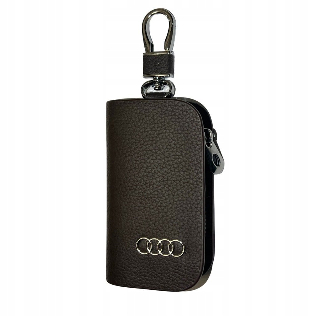 SKÓRZANE ETUI na klucze AUDI logo KLUCZYK brelok ELEGANCKI brąz
