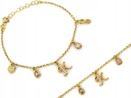 Bransoletki - Srebrna bransoletka 925 pozłacana z literką K serce nieskończoność r18 - miniaturka - grafika 1