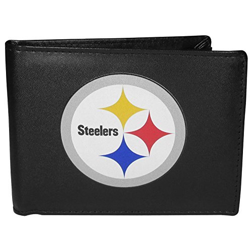 Siskiyou Sports NFL męski Pittsburgh Steelers dwuskładany portfel duże logo jeden rozmiar czarny