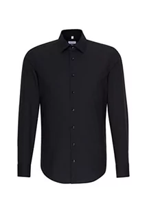 Seidensticker Męska koszula biznesowa - Slim Fit - nie wymaga prasowania - kołnierz Kent - długi rękaw - 100% bawełna, czarny (czarny), 44 - Koszule męskie - miniaturka - grafika 1