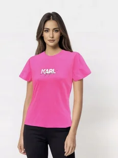 Karl Lagerfeld t-shirt damski różowy [rozmiar S] - Koszulki i topy damskie - miniaturka - grafika 1
