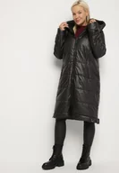 Kurtki damskie - Czarna Przejściowa Kurtka Pikowana z Kapturem i Suwakami po Bokach Fesunela - miniaturka - grafika 1