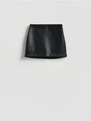 Spodenki damskie - Reserved - Spódnico-szorty z imitacji skóry - czarny - miniaturka - grafika 1