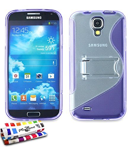 Ultracienkie miękkie etui ochronne SAMSUNG GALAXY S4 ADVANCE [avec pied le S Hybrid] [fioletowy] firmy MUZZANO + rysik i ściereczka z mikrofibry MUZZANO® gratis - ULTIMATIWE, ELEGANCKIE I TRWAŁE etui