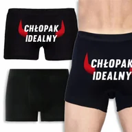 Majtki damskie - BOKSERKI CZARNE MĘSKIE Prezent Na Walentynki CHŁOPAK IDEALNY Wzory - XXL - miniaturka - grafika 1