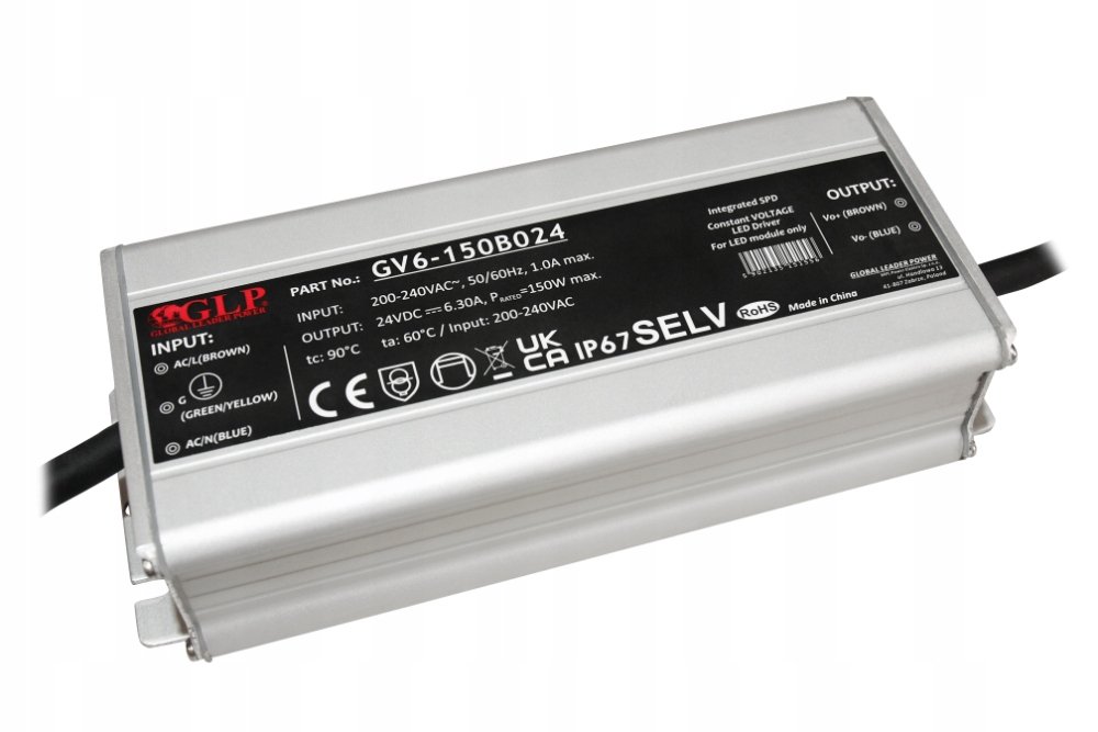 GLP GV6-150B024: GV6-150B024: Psu 150W: 24V/6.3A, CV, metal case, rectangul