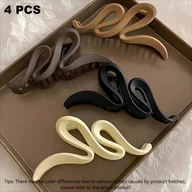 Ozdoby do włosów - TEMU 4 szt. Duże Antypoślizgowe Spinki do Włosów dla Kobiet - Wytrzymałe Szpony na Włosy, Chwyt w Stylu Żółwi (Khaki//Białe/Czarne) – Eleganckie - miniaturka - grafika 1