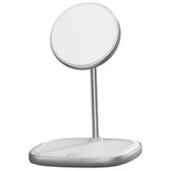 Ładowarki do telefonów - Baseus magnetyczna bezprzewodowa indukcyjna ładowarka Qi 15 W uchwyt na telefon podstawka (kompatybilna z MagSafe do iPhone) biały WXSW-02 - miniaturka - grafika 1