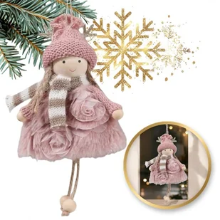 ANIOŁ ŚWIĄTECZNY BOŻE NARODZENIE Z PLUSZU RÓŻOWY ASN12R - Ozdoby bożonarodzeniowe - miniaturka - grafika 1