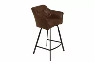 Taborety i hokery - Invicta Interior Krzesło barowe loft antyczny brązowy podłokietnik / 39082 - miniaturka - grafika 1