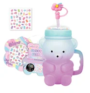 Kubki dla dzieci - HOT FOCUS 403SCB Kubek 750ml z uchem i słomką - MIŚ - miniaturka - grafika 1
