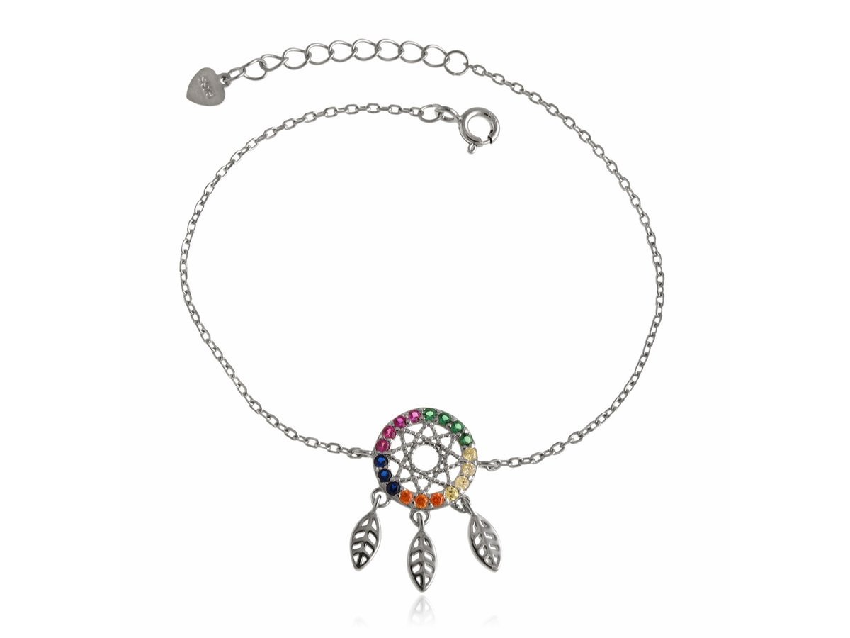 Bransoleta srebrna Kolorowy łapacz snów b1181