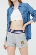Spodenki damskie - Superdry Superdry szorty damskie kolor szary z aplikacją high waist - miniaturka - grafika 1