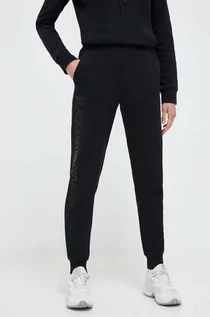 Spodnie damskie - EA7 Emporio Armani spodnie dresowe kolor czarny gładkie - grafika 1