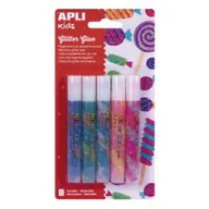 Przybory szkolne - Apli Kids Brokatowy klej ozdobny - 5 tęczowych kolorów 5 x 10.5 ml - miniaturka - grafika 1