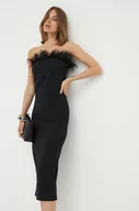 Sukienki - Patrizia Pepe sukienka kolor czarny midi dopasowana - miniaturka - grafika 1