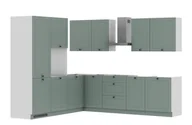Meble kuchenne - Zestaw Mebli Kuchennych Bergamo 225X275 Cm L/P Mdf Folia Miętowy Mat Miętowy Mat Cichy Domyk Hettich - miniaturka - grafika 1