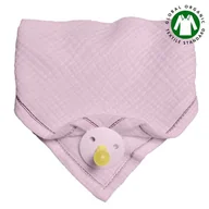 Śliniaki i fartuszki - Hi Little One - Bandana, Śliniak Z Zawieszką Na Smoczek Z Organicznej Bio Bawełny Gots Bandana Bibs 3In1Baby Pink Dark - miniaturka - grafika 1