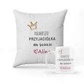 Gadżety dla niej i dla niego - ZESTAW PODUSZKA + KUBEK Prezent dla przyjaciółki + IMIĘ - miniaturka - grafika 1