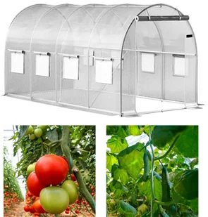 Tunel ogrodowy foliowy biały szklarnia folia 6x3x2m 18m² - Szklarnie ogrodowe - miniaturka - grafika 1
