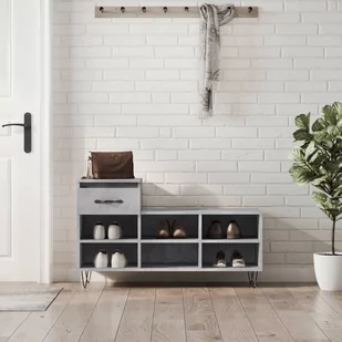 vidaXL Szafka na buty, szarość betonu, 102x36x60 cm - Wieszaki i stojaki - miniaturka - grafika 1