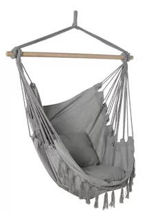 Huśtawka brazylijska fotel wiszący boho szary XXL - Fotele ogrodowe wiszące - miniaturka - grafika 1