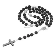 Różańce - Różaniec z minerału kamienia LAWY WULKANICZNEJ Z HEMATYTEM - miniaturka - grafika 1