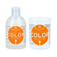 Zestawy kosmetyków damskich - KALLOS KJMN Color zestaw do włosów farbowanych szampon 1000ml + maska 1000ml - miniaturka - grafika 1
