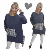 Bluzki damskie - KRATA BLUZA DAMSKA KANGUREK luźna dresowa tunika bluzka 50 52 5XL 6XL 3160 - miniaturka - grafika 1