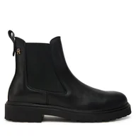 Botki damskie - Sztyblety Tommy Hilfiger Cleated FW0FW08766 Czarny - miniaturka - grafika 1