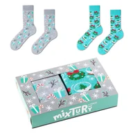 Skarpetki męskie - ZOOKSY skarpety świąteczne męskie w zestawie r.41-46 2 pary, kolorowe skarpety na prezent - mixTURY MAGICZNE ŚWIĘTA - miniaturka - grafika 1