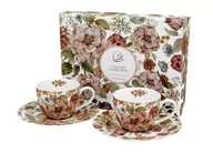Filiżanki - Filiżanki do espresso porcelanowe ze spodkami DUO PASTEL FLOWERS WHTE 90 ml 2 szt - miniaturka - grafika 1