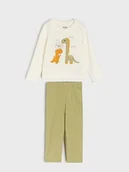 Piżamy chłopięce - Sinsay - Piżama dwuczęściowa z motywem dinozaura - kremowy - miniaturka - grafika 1